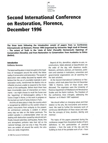 2ª CONFERENZA internazionale sul restauro