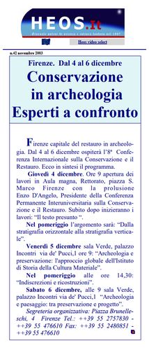 8ª CONFERENZA internazionale sul restauro