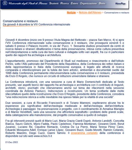 8ª CONFERENZA internazionale sul restauro