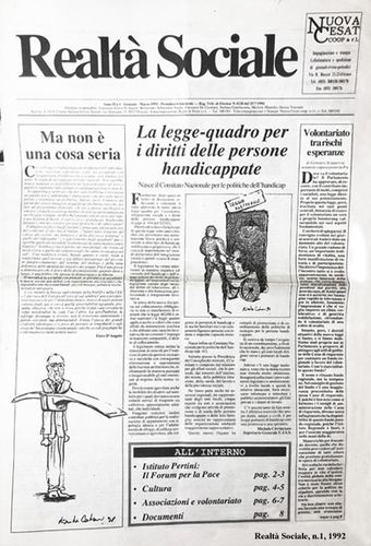 Realtà Sociale, prima pagina, numero 1, 1992