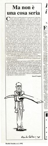 Enzo D'Angelo, Ma non è una cosa seria, Realtà Sociale, numero 1, 1992