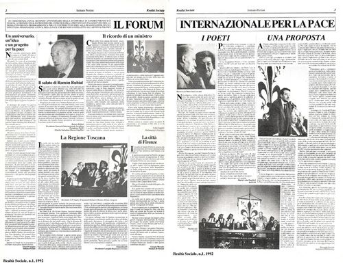 Il Forum internazionale per la pace, Realtà Sociale, numero 1, 1992