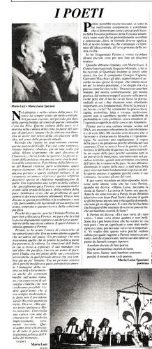 Mario Luzi, Maria Luisa Spaziani, Il Forum internazionale per la pace, I poeti, Realtà Sociale, numero 1, 1992