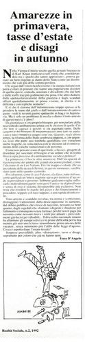 Enzo D'Angelo, Amarezze in primavera, Realtà Sociale, numero 2, 1992