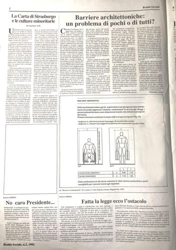 Gaetano Arfè, La Carta di Strasburgo - Sebastiano Amato, Barriere architettoniche, Realtà Sociale, numero 2, 1992