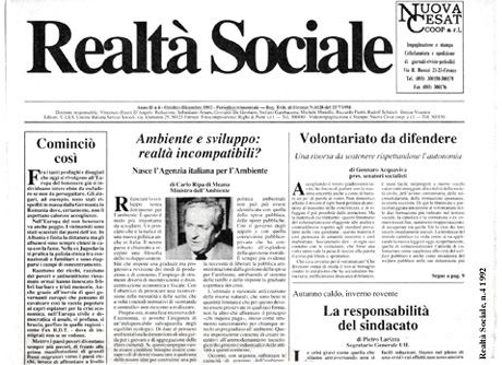 Realtà Sociale, prima pagina, numero 4, 1992