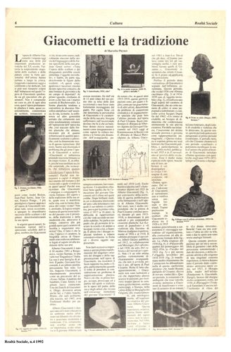 Marcelin Pleynet, Giacometti e la tradizione 1, Realtà Sociale, numero 4, 1992