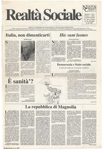 Realtà Sociale, prima pagina, n. 1-2, 1993