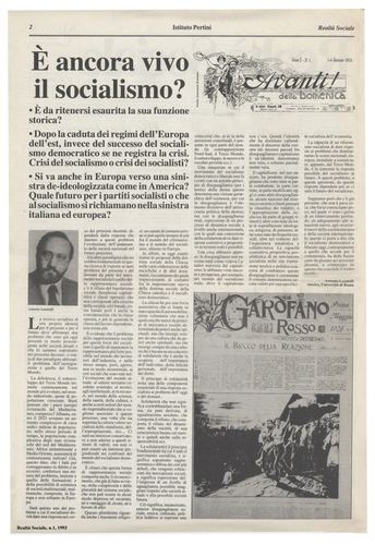 Antonio Landolfi, E' ancora vivo il socialismo?, Realtà Sociale, numero 1-2, 1993
