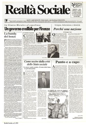 Realtà Sociale, prima pagina, numero 3, 1993
