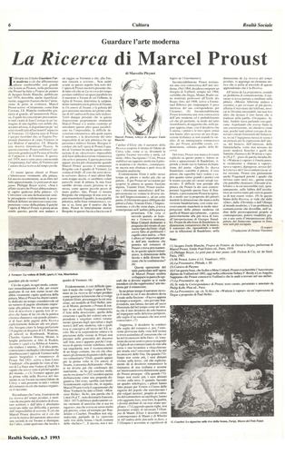Marcelin Pleynet, La ricerca di Marcel Proust (Parte 1), Realtà Sociale, numero 3, 1993