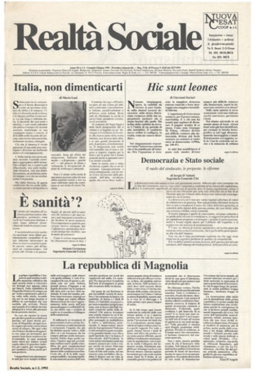 Mario Luzi, Italia non dimenticarti (seconda parte), Realtà Sociale, numero 1-2, 1993